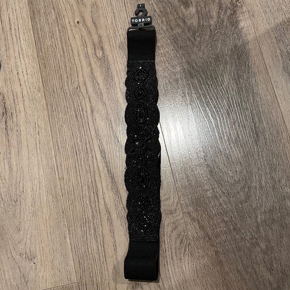 Torrid Women’s Elastic Beaded Belt - Black - 1 (1X) - NWOT